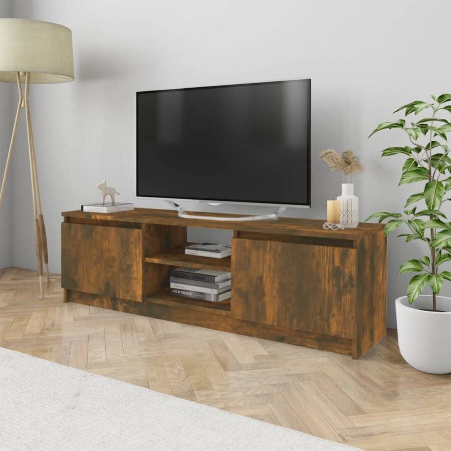VidaXL -Tv-meubel-120x30x35 5-cm-bewerkt-hout-gerookt-eikenkleurig - Foto 1