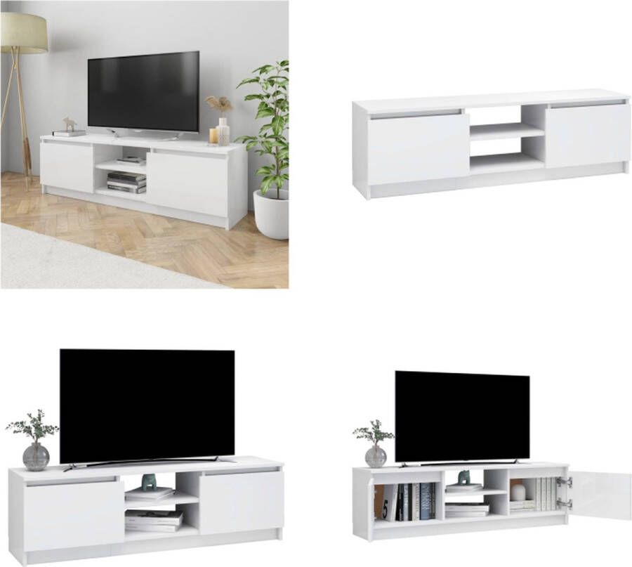 VidaXL Tv-meubel 120x30x35-5 cm bewerkt hout hoogglans wit Tv-meubel Tv-meubels Tv-meubelen Tv-meubilair