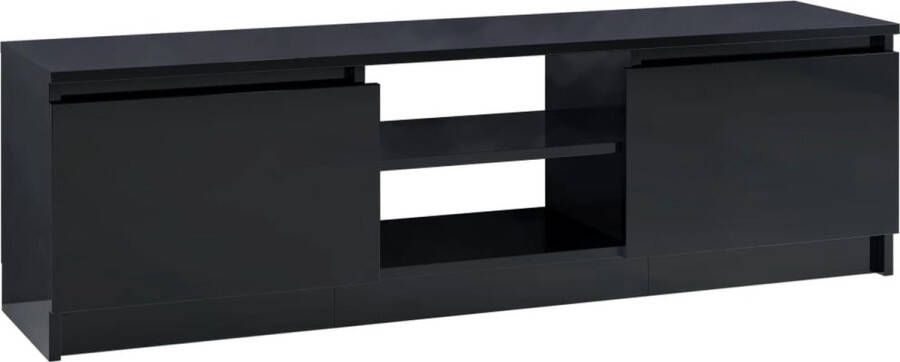 VidaXL -Tv-meubel-120x30x35 5-cm-bewerkt-hout-hoogglans-zwart