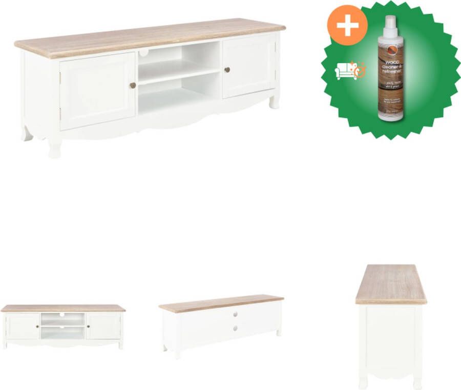 VidaXL Tv-meubel 120x30x40 cm hout wit Kast Inclusief Houtreiniger en verfrisser