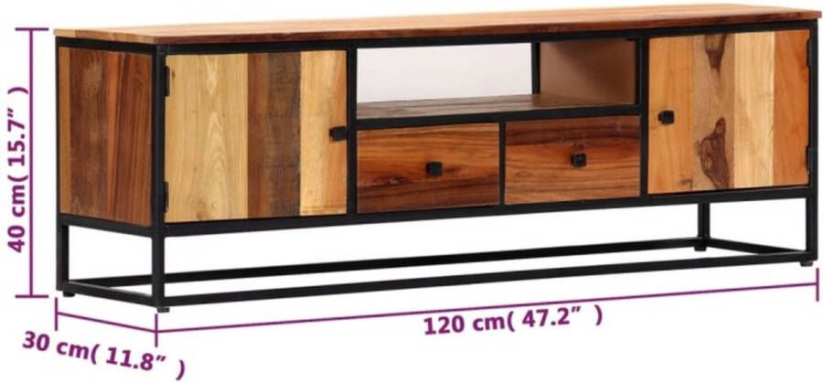VidaXL -Tv-meubel-120x30x40-cm-massief-gerecycled-hout-en-staal - Foto 2