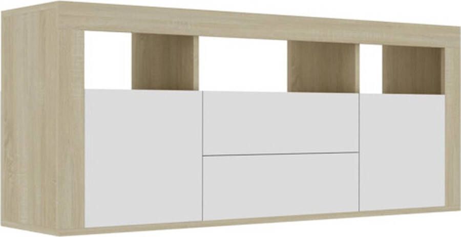 VIDAXL Tv-meubel 120x30x50 cm bewerkt hout wit en sonoma eikenkleurig - Foto 4