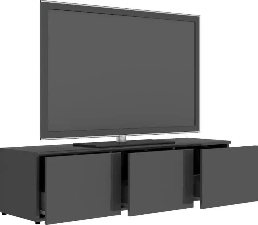 VIDAXL Tv-meubel 120x34x30 cm spaanplaat hoogglans grijs - Foto 3