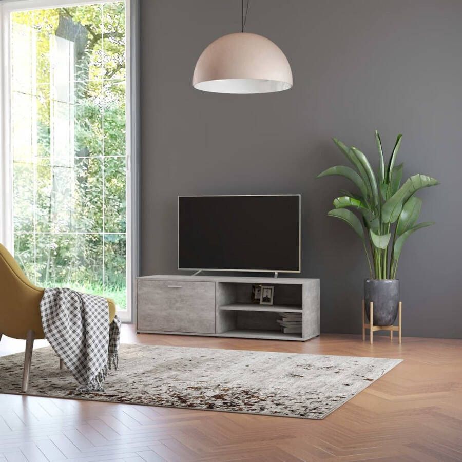 VidaXL -Tv-meubel-120x34x37-cm-bewerkt-hout-betongrijs - Foto 3