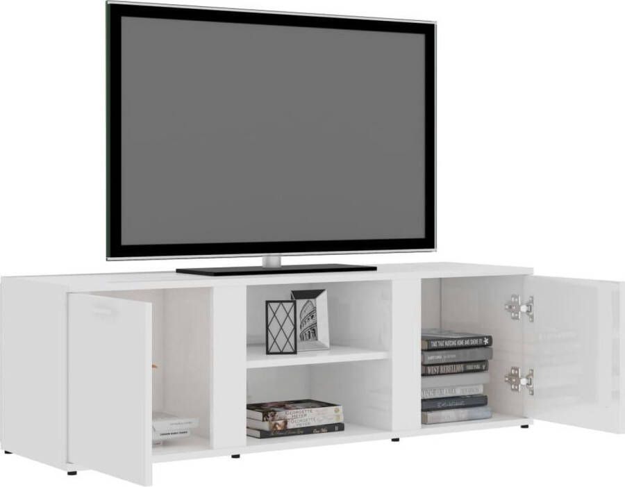 VidaXL -Tv-meubel-120x34x37-cm-bewerkt-hout-hoogglans-wit - Foto 3