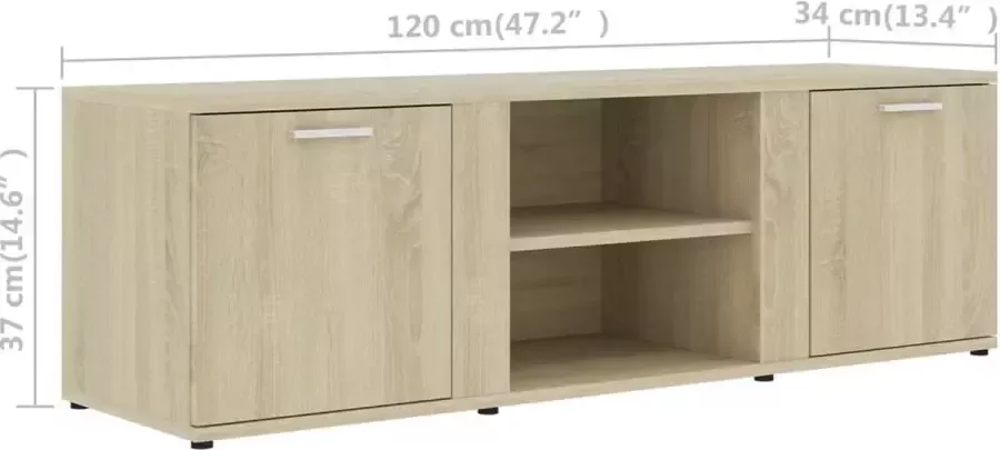 VidaXL -Tv-meubel-120x34x37-cm-bewerkt-hout-sonoma-eikenkleurig - Foto 4