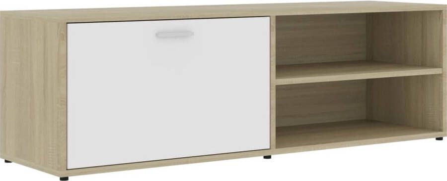 VidaXL -Tv-meubel-120x34x37-cm-bewerkt-hout-wit-en-sonoma-eikenkleurig - Foto 4