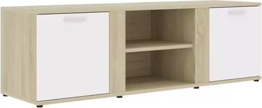 VidaXL -Tv-meubel-120x34x37-cm-bewerkt-hout-wit-en-sonoma-eikenkleurig - Foto 4