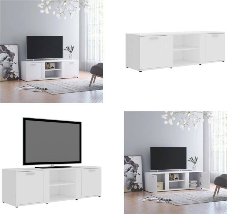 VidaXL Tv-meubel 120x34x37 cm bewerkt hout wit Tv-meubel Tv-meubels Tv-meubelen Tv-meubilair