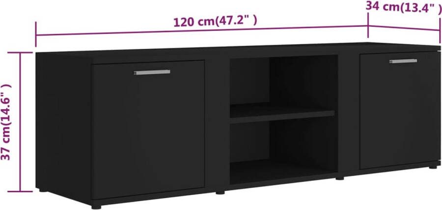 VidaXL -Tv-meubel-120x34x37-cm-bewerkt-hout-zwart - Foto 5