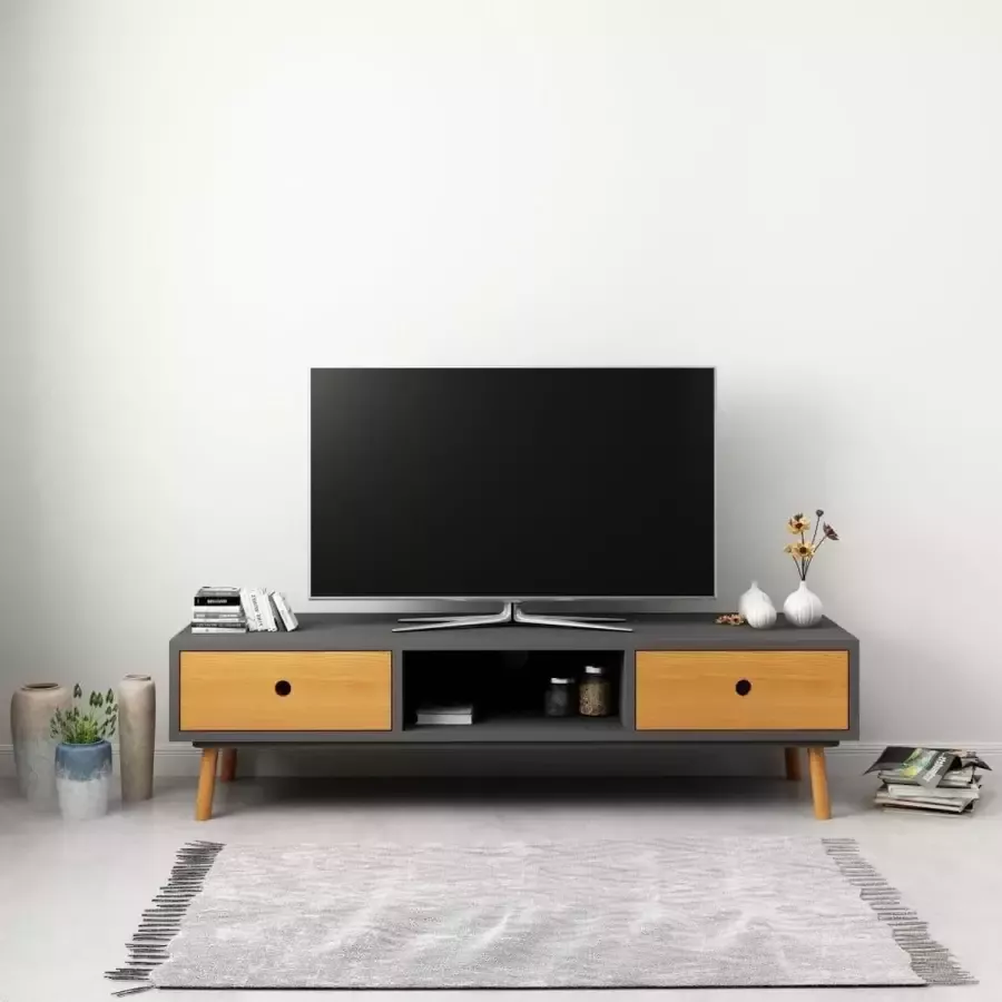 VidaXL Tv-meubel 120x35x35 cm massief grenenhout grijs - Foto 2