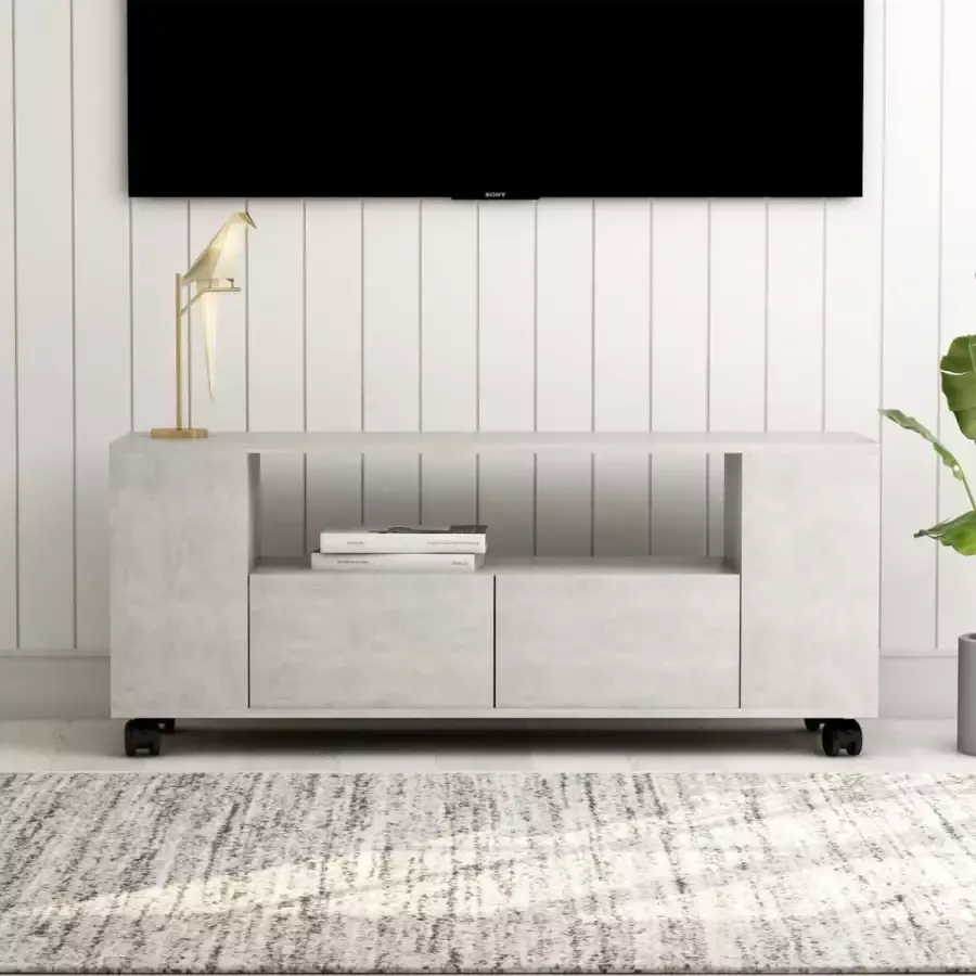VidaXL -Tv-meubel-120x35x48-cm-bewerkt-hout-betongrijs