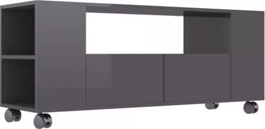 VidaXL -Tv-meubel-120x35x48-cm-bewerkt-hout-hoogglans-grijs - Foto 2