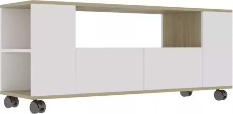 VidaXL Tv-meubel 120x35x43 cm bewerkt hout wit en sonoma eikenkleurig - Foto 2