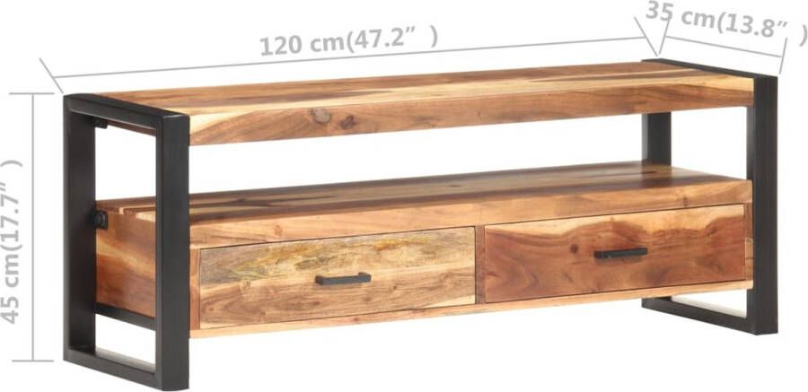 VidaXL Tv-meubel 120x35x45 cm massief hout met sheesham afwerking - Foto 2