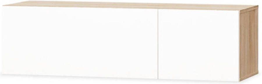 VidaXL -Tv-meubel-120x40x34-cm-bewerkt-hout-hoogglans-wit-en-eikenkleur - Foto 2