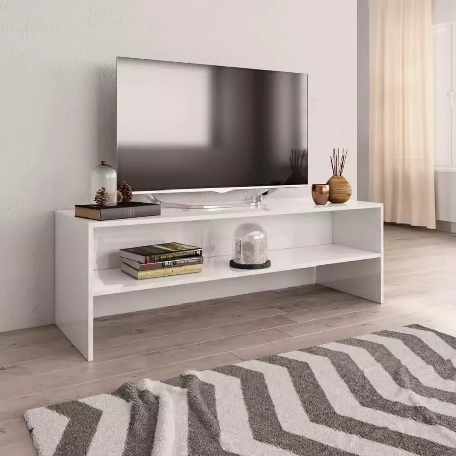 VidaXL -Tv-meubel-120x40x40-cm-bewerkt-hout-hoogglans-wit - Foto 2