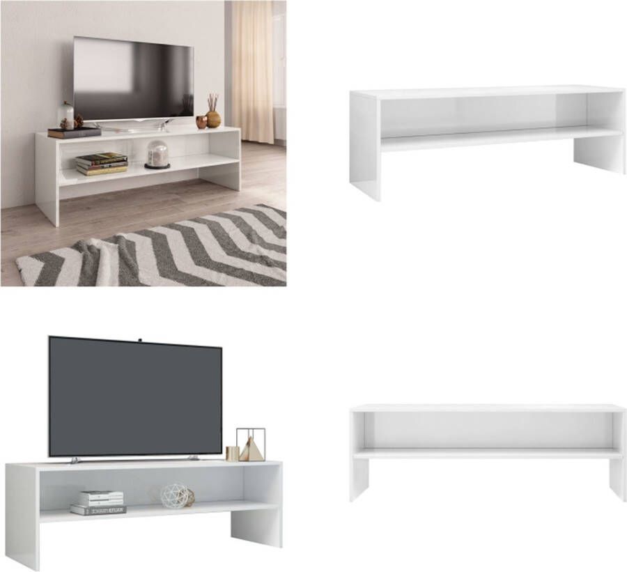 VidaXL Tv-meubel 120x40x40 cm bewerkt hout hoogglans wit Tv-meubel Tv-meubels Tv-meubelen Tv-meubilair