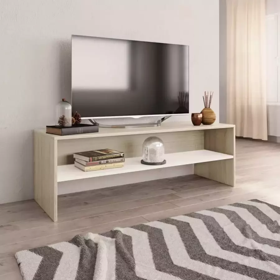 vidaXL Tv meubel 120x40x40 cm spaanplaat kleur wit en eiken