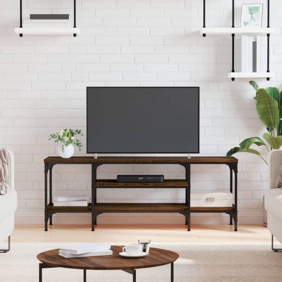 VidaXL -Tv-meubel-121x35x45-cm-bewerkt-hout-en-ijzer-bruineikenkleurig - Foto 2