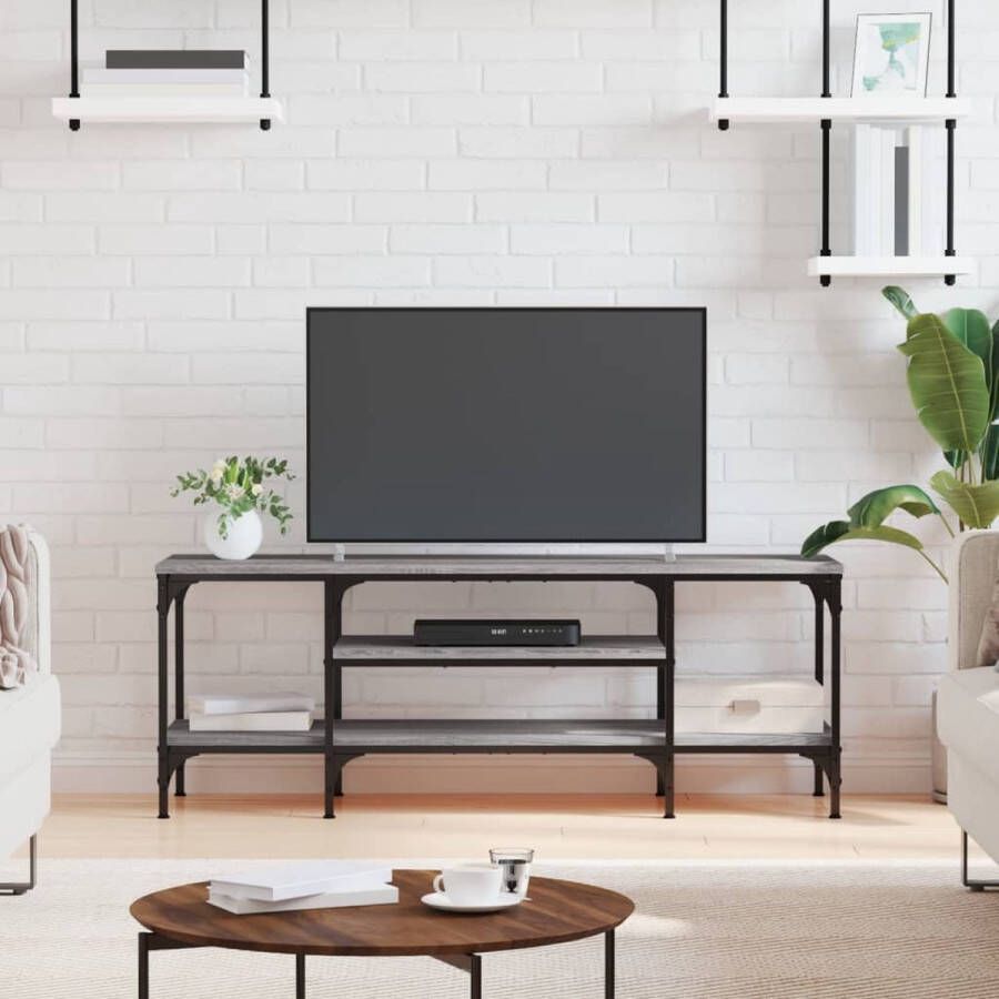 VidaXL -Tv-meubel-121x35x45-cm-bewerkt-hout-en-ijzer-grijs-sonoma-eiken - Foto 2