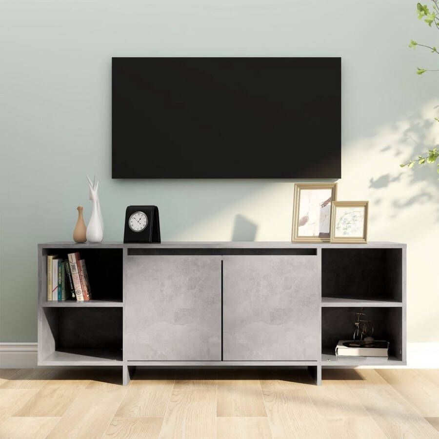 VidaXL -Tv-meubel-130x35x50-cm-spaanplaat-betongrijs - Foto 1