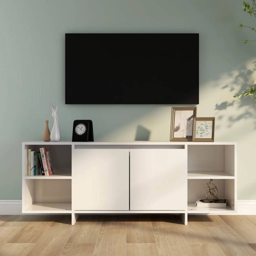 VidaXL -Tv-meubel-130x35x50-cm-spaanplaat-hoogglans-wit - Foto 1