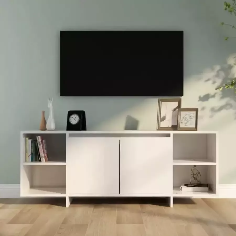 vidaXL Tv-meubel 130x35x50 cm spaanplaat hoogglans wit