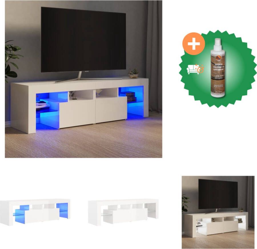VidaXL Tv-meubel met LED-verlichting 140x36-5x40 cm hoogglans wit Kast Inclusief Houtreiniger en verfrisser