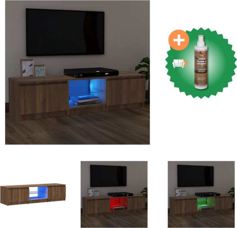 VidaXL Tv-meubel met LED-verlichting 140x40x35-5 cm bruineikenkleurig Kast Inclusief Houtreiniger en verfrisser