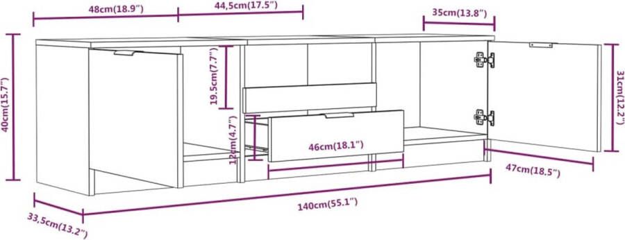 VidaXL -Tv-meubel-140x35x40-cm-bewerkt-hout-betongrijs - Foto 3