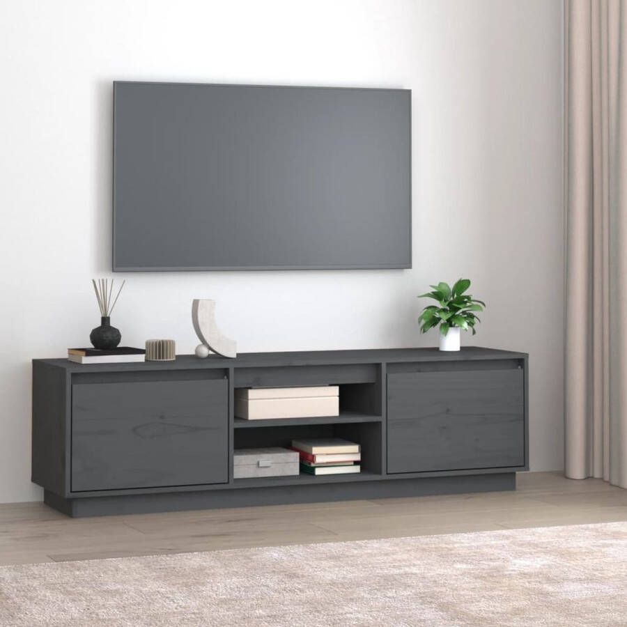 VidaXL -Tv-meubel-140x35x40-cm-massief-grenenhout-grijs