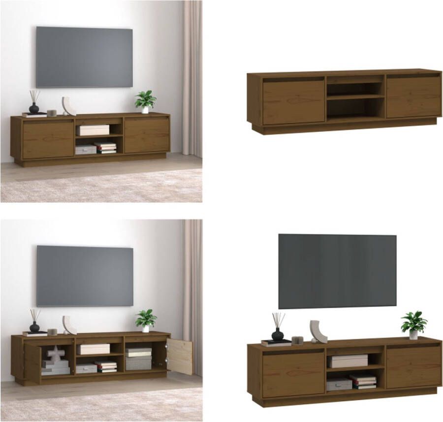 VidaXL Tv-meubel 140x35x40 cm massief grenenhout honingbruin Tv Meubel Tv Meubels Tv Kast Tv Kasten