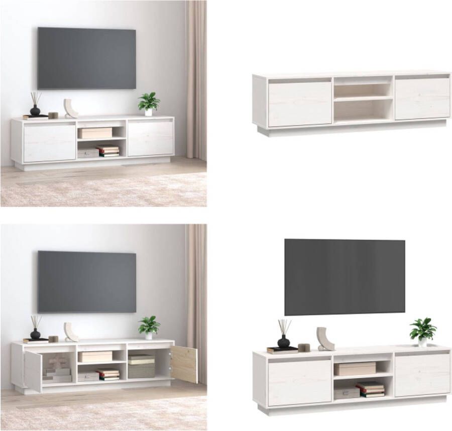 VidaXL Tv-meubel 140x35x40 cm massief grenenhout wit Tv Meubel Tv Meubels Tv Kast Tv Kasten