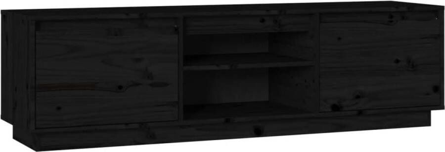 VidaXL Tv-meubel massief grenenhout zwart 140x35x40cm Tv Kast Tv Meubels Grenoble Hout Black Furniture Zwarte Tv Stand