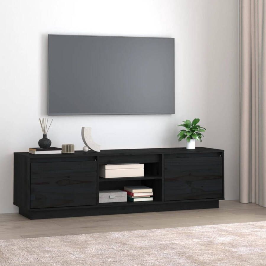 VIDAXL Tv-meubel 140x35x40 cm massief grenenhout zwart - Foto 2