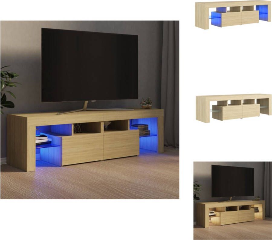 VidaXL Tv-kast Tv-kasten Tv-meubel Hifi-meubel Tv-meubel met LED-verlichting 140x36-5x40 cm sonoma eikenkleur - Foto 2