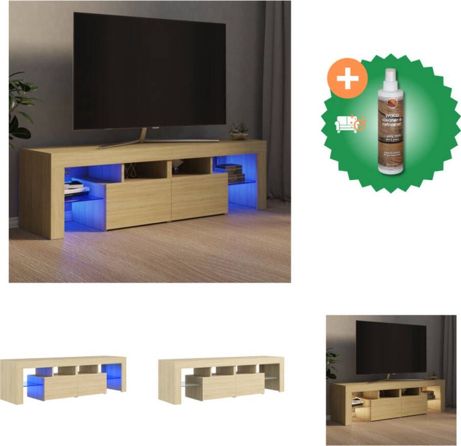 VidaXL Tv-meubel met LED-verlichting 140x36-5x40 cm sonoma eikenkleur Kast Inclusief Houtreiniger en verfrisser