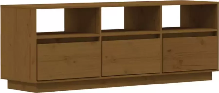 VidaXL -Tv-meubel-140x37x50-cm-massief-grenenhout-honingbruin - Foto 3