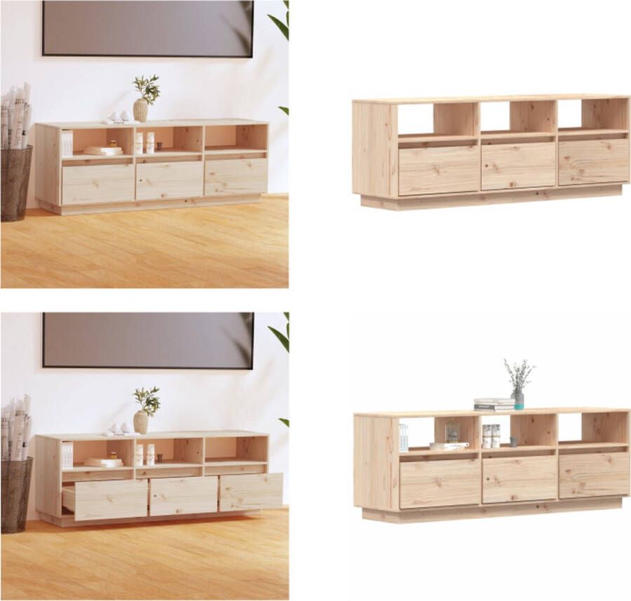 VidaXL Tv-meubel 140x37x50 cm massief grenenhout Tv-meubel Tv-meubelen Opbergkast Televisiekast