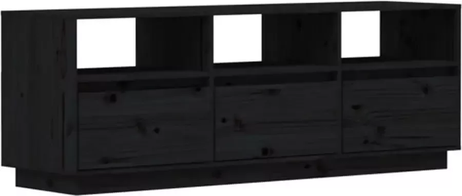 VidaXL -Tv-meubel-140x37x50-cm-massief-grenenhout-zwart - Foto 3