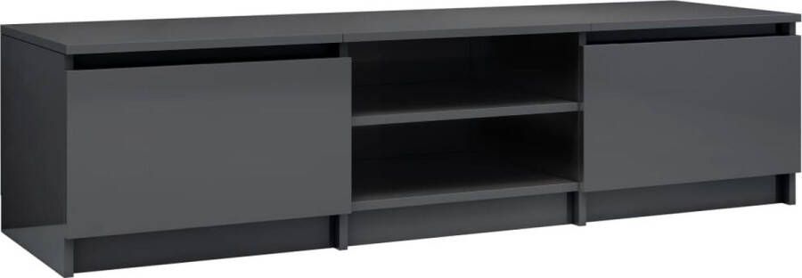 VidaXL -Tv-meubel-140x40x35 5-cm-bewerkt-hout-hoogglans-grijs - Foto 1