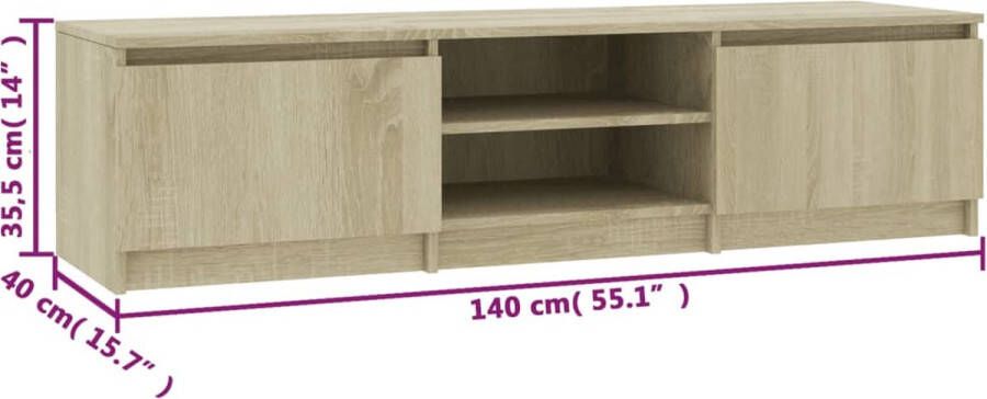 VidaXL -Tv-meubel-140x40x35 5-cm-bewerkt-hout-sonoma-eikenkleurig - Foto 3