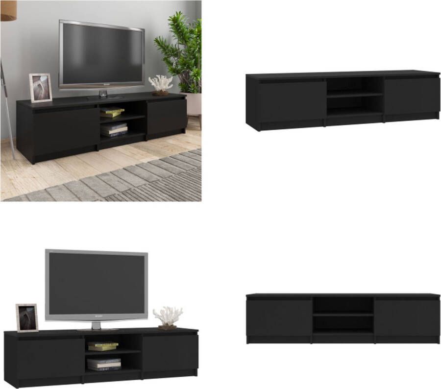 VidaXL Tv-meubel 140x40x35-5 cm bewerkt hout zwart Tv-meubel Tv-meubels Tv-meubelen Tv-meubilair