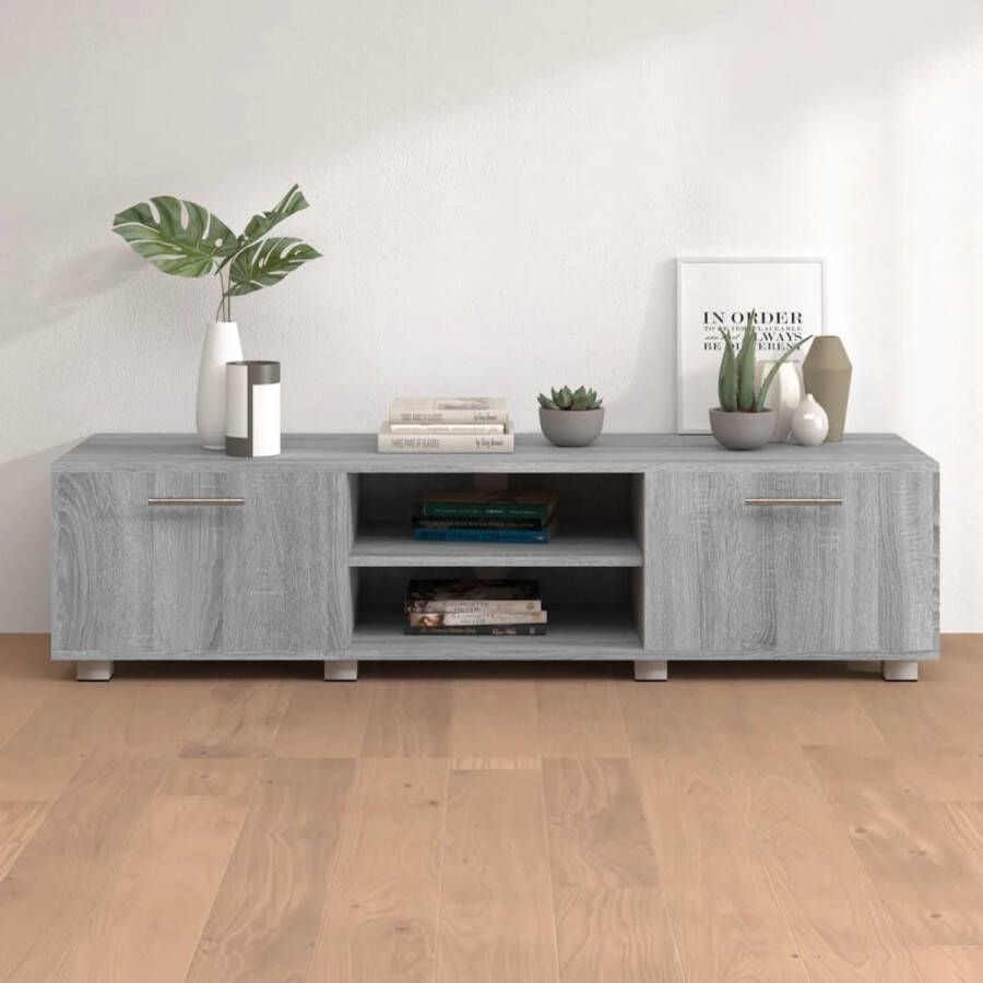 VidaXL Tv-meubel 140x40x35 cm bewerkt hout grijs sonoma eikenkleurig - Foto 1