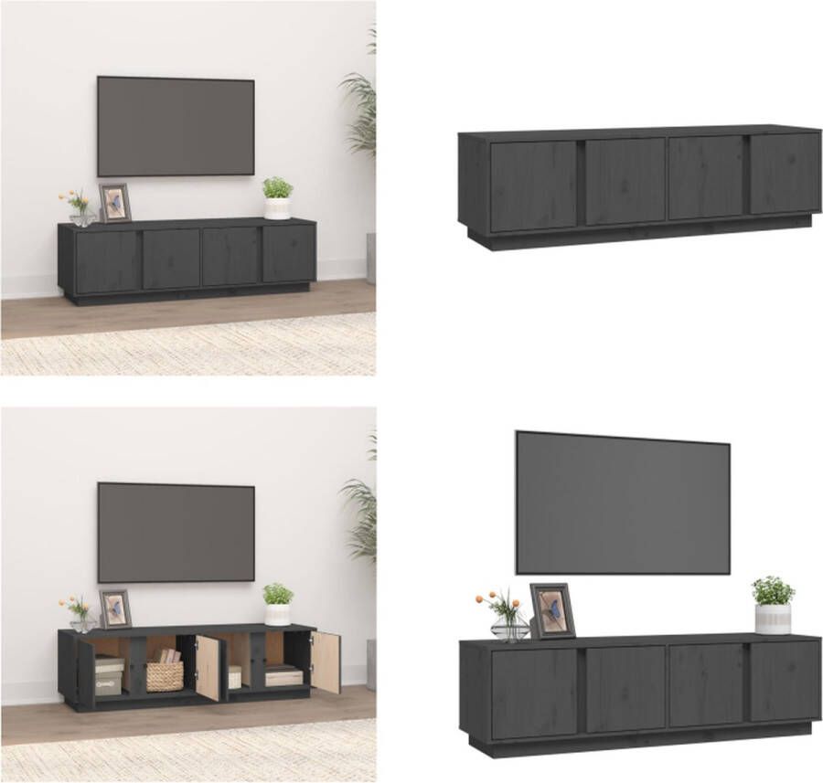 VidaXL Tv-meubel 140x40x40 cm massief grenenhout grijs Tv Kast Tv Kasten Tv Meubel Tv Meubels