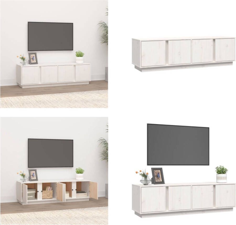 VidaXL Tv-meubel 140x40x40 cm massief grenenhout wit Tv Kast Tv Kasten Tv Meubel Tv Meubels