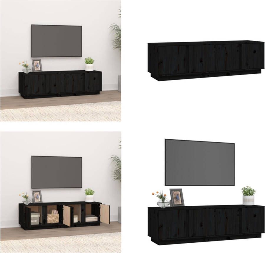 VidaXL Tv-meubel 140x40x40 cm massief grenenhout zwart Tv Kast Tv Kasten Tv Meubel Tv Meubels