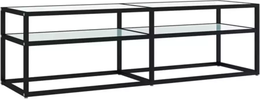 VidaXL Tv-meubel 140x40x40 5 cm gehard glas witmarmerkleurig - Foto 2