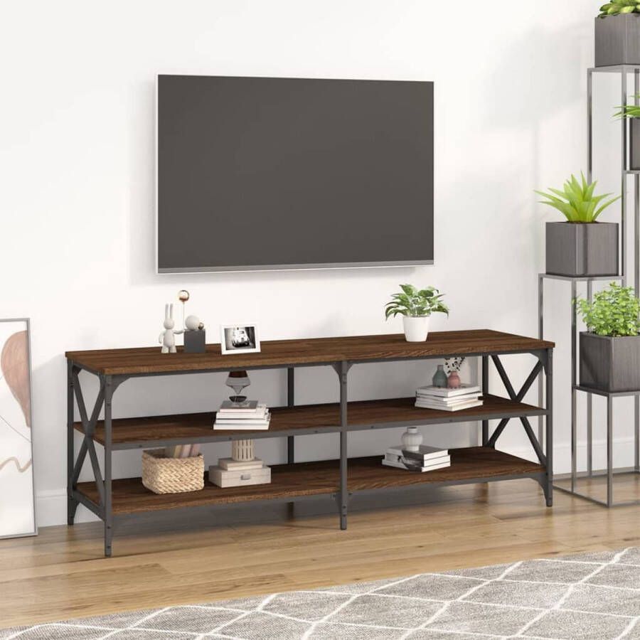 VidaXL -Tv-meubel-140x40x50-cm-bewerkt-hout-bruineikenkleurig - Foto 1